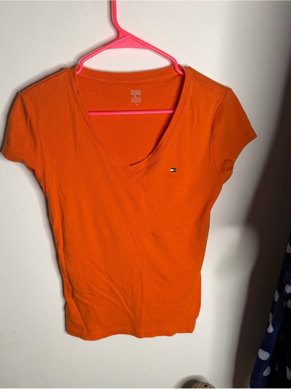 Tommy Hilfiger Orange V-Neck Short Sleeve Tee